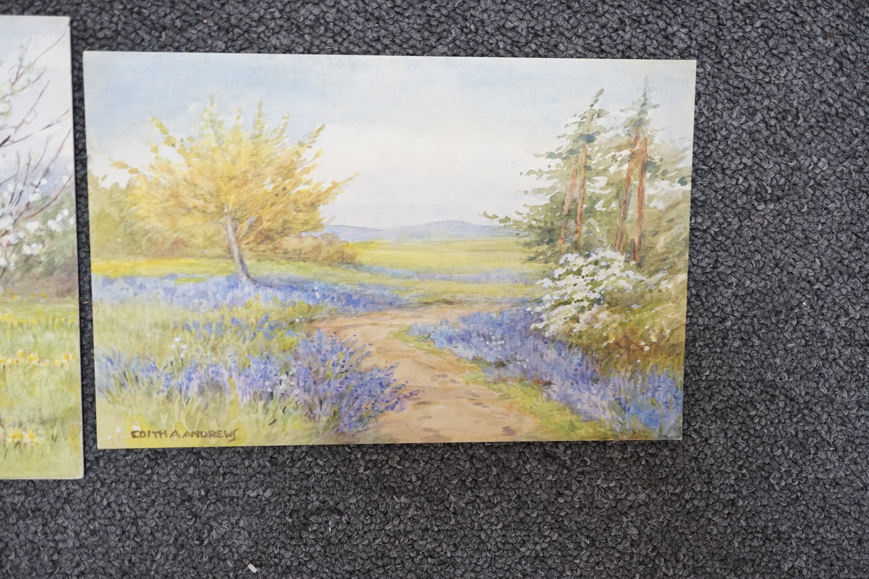 Edith Alice Andrews (Exh. 1900-1940), six watercolour designs for postcards, Country Scenes, signed, largest 16 x 22cm, unframed